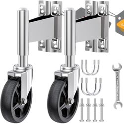 WOOSKY Spring Loaded Tube Gate Casters 5" Heavy Duty Wheels With Hardware for Metal, Wooden, Fence, Swing Gates, 400 Lbs Load Capacity, Pack of 2