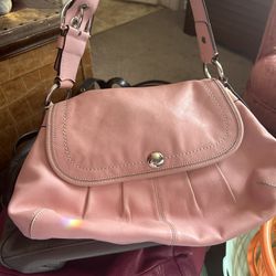 Coach, Pink Leather Pleated SoHo Flap Shoulder Bag