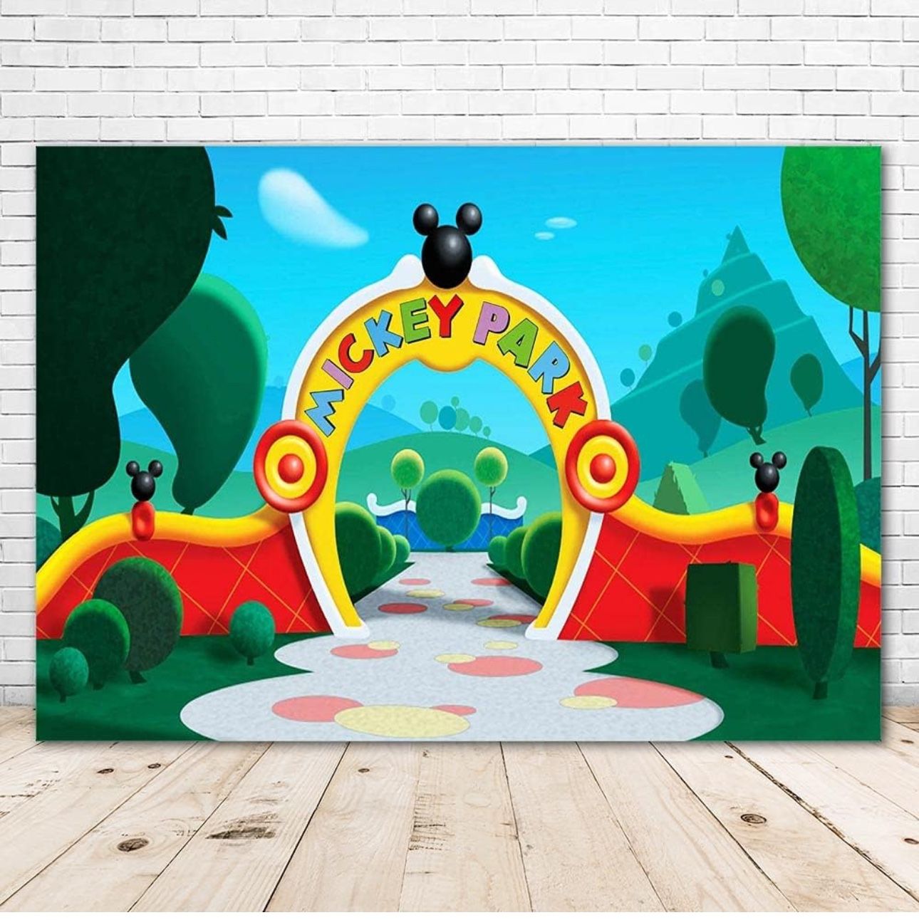 VV Backdrop Mickey Mouse Clubhouse Backdrop for 1st Birthday 7x5ft Cartoon Mickey Mouse Theme Background for Kids First Birthday Party Decorations Vin