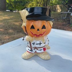 Vintage Halloween Jack O Lantern Scarecrow Planter