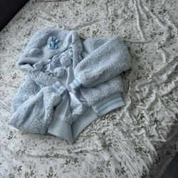 Cozy Light Blue Fleece Jacket with Hood