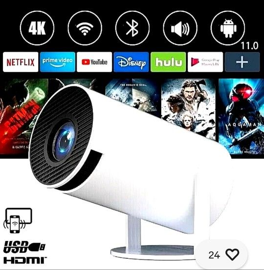 5G Ultra HD High Dynamic Range Smart 4k Projector IOS, Android Home Theatre