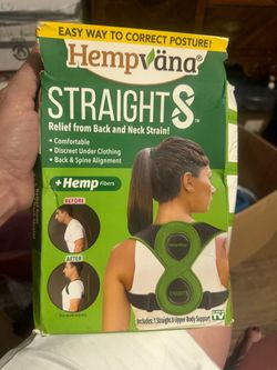 New ! Box a little beat up but still new ! One size fits most . Hempvana Straight8 Fully Adjustable Lightweight Posture Corrector. Located off lake me