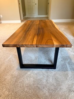 Live Edge Wood Dining Table with Metal Base
