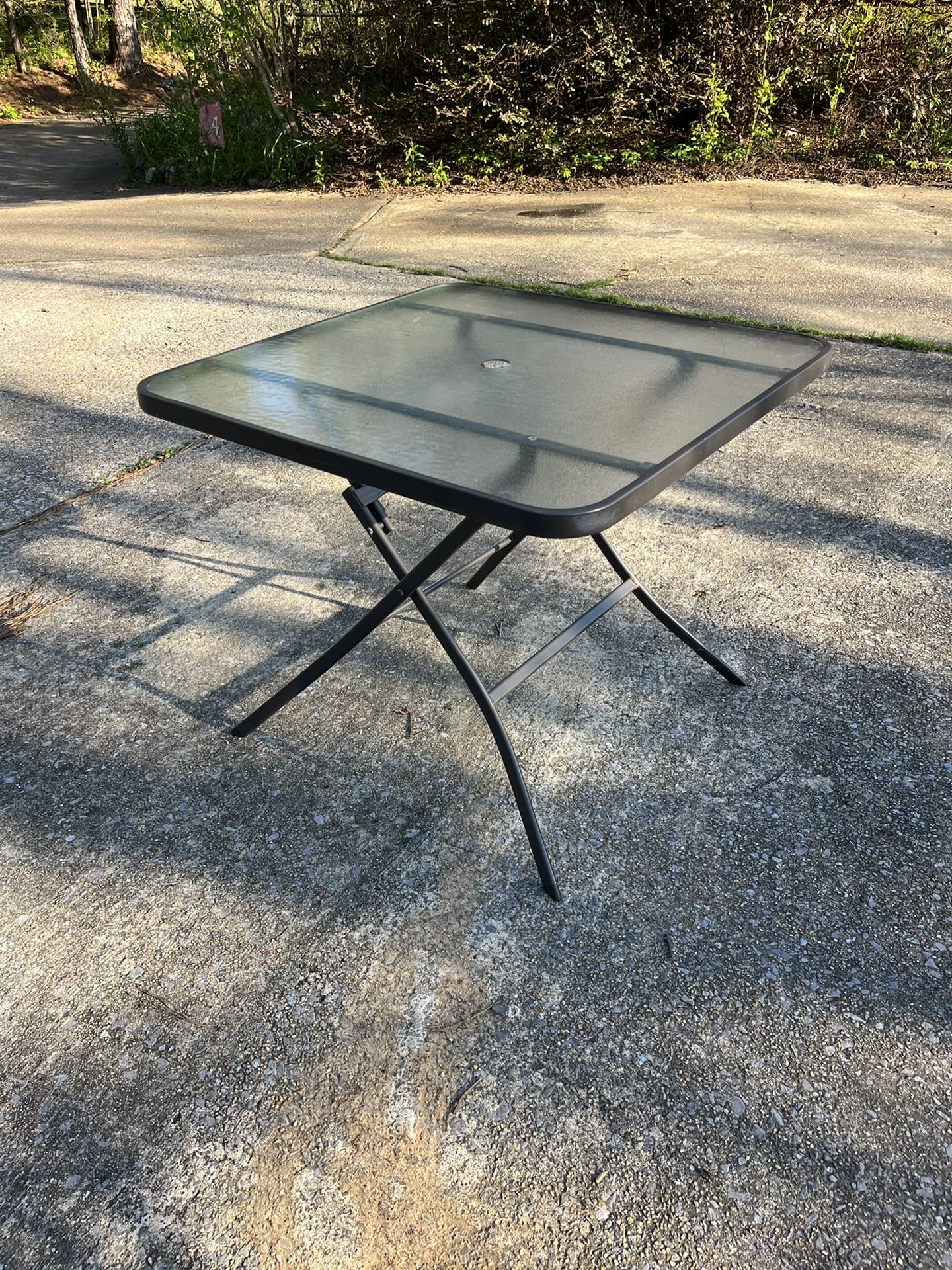 StyleWell Glass Table with Folding Legs