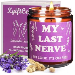 Birthday Lavender Candles Gifts for Women - My Last Nerve Candle Funny Gift for Mom, Jar Candle Christmas Birthday Mothers Day Gifts for Her, Wife, Be