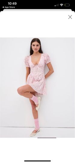 New For Love & Lemons Paulina Puff-Sleeve Mini Dress, Size M