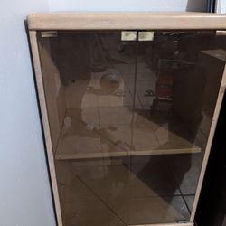 Two Shelves Cabinet with Glass Doors