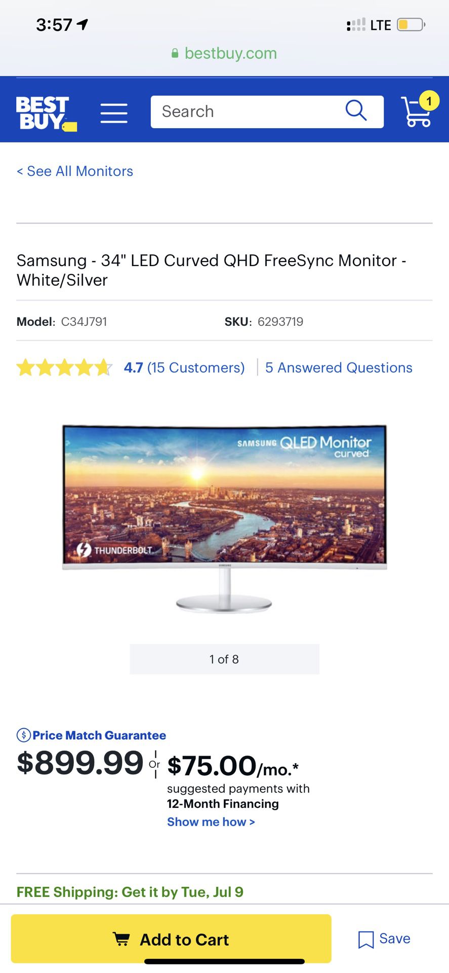Latest Best Gaming Monitor 34” Samsung curved QLED Cheap!!!