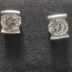 2.50 CTW Lab-Created Diamond Stud Earrings – Round Brilliant Cut – Platinum Setting (1.25 CT Each)