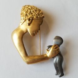 Mother And Baby Pin/brooch