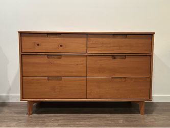 Mid-Century Modern 6-Drawer Wooden Dresser - 52”