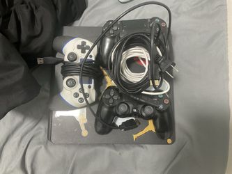 PS4 Slim Console with 3 Controllers and Cables