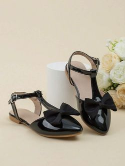 Black Patent Leather Loafers with Bow