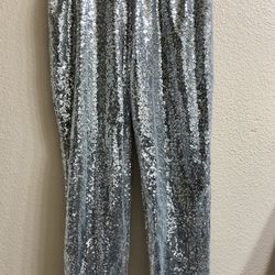 Silver Sequin Jogger Pants