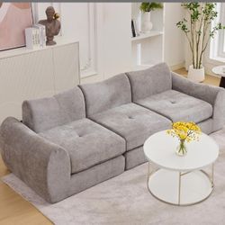 102" Modular Boneless Cloud Sofa ( Grey Chanille Fabric)