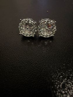 Quad Crown stud moissanite mens 925silver earrings