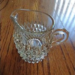 Creamer , Vintage Indiana Glass Diamond Point Miniature,  raised diamond pattern-