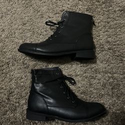 Vintage black leather ankle boots ankle boots with zipper addition to heel Size 10.5