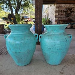 Large Turquoise Clay Pots, Planters, Plants. Pottery, Talavera $110 cada una