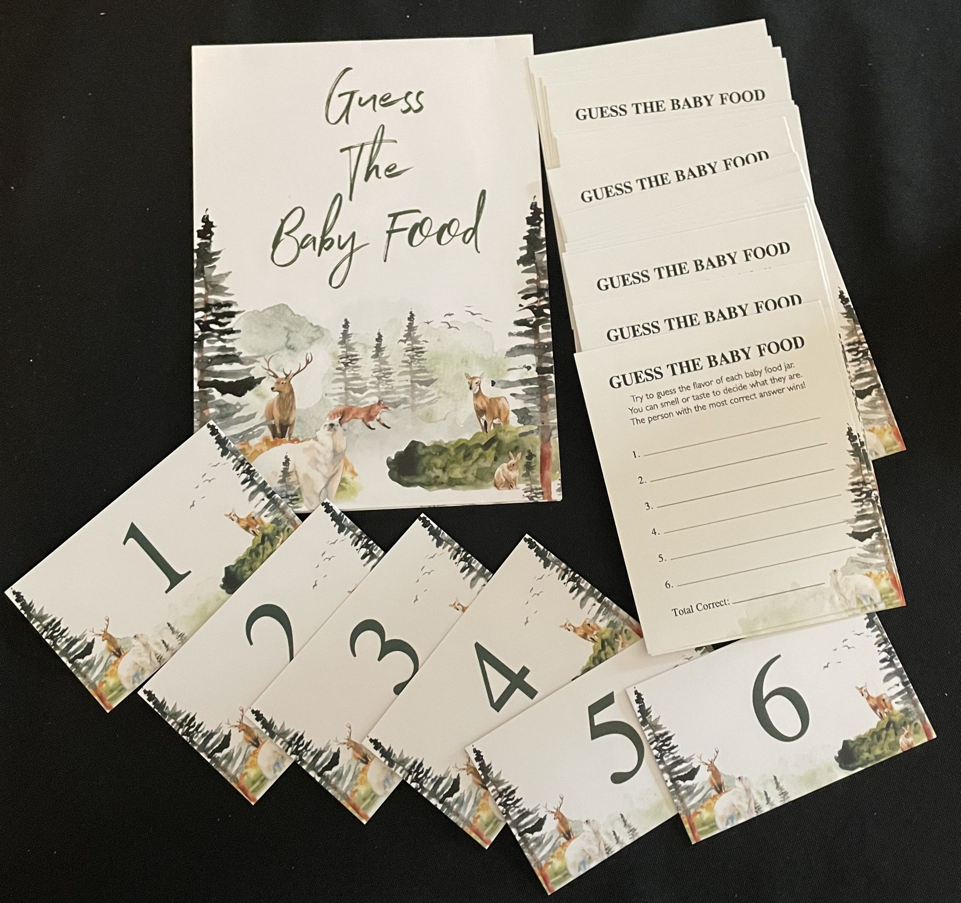 Guess the Baby Food Party Games, Woodland Forest Theme Baby Shower Game