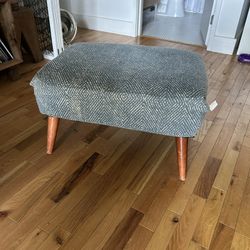 Midcentury Reupholstered Ottoman 