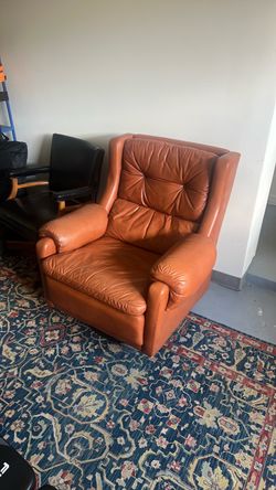 Brown leather swivel chair