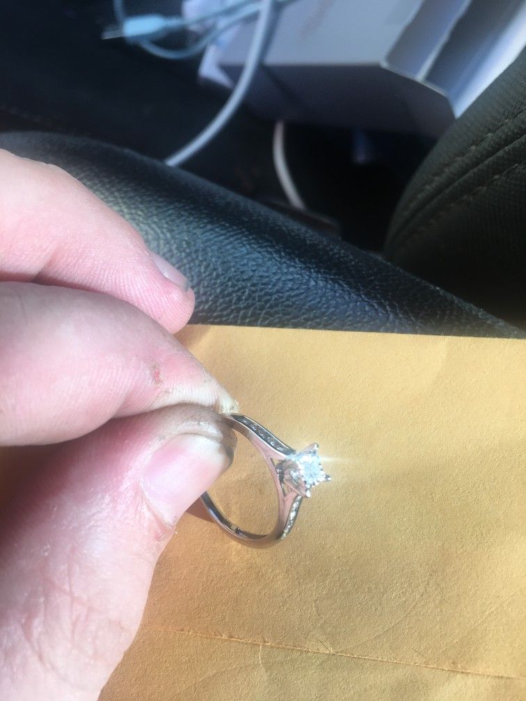 10k White Gold Ring 1/2 Carat Center Diamond