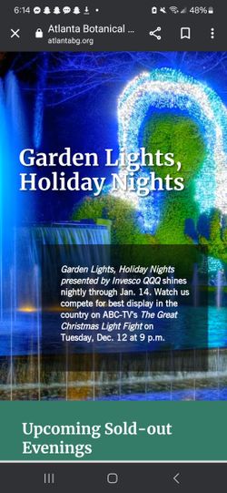 Atlanta Botanical Gardens Tickets (2)