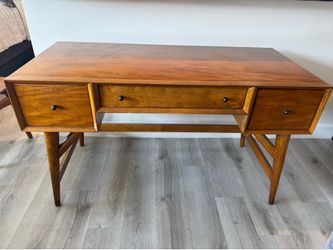 Alton Cherry II Mid-Century Modern 52” Executive Computer Desk with 3 Drwaer Storage
