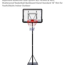 PEXMOR Portable Basketball Hoop Outdoor, 7-10FT Height Adjustable Basketball Goal System w/2 Wheels & Net