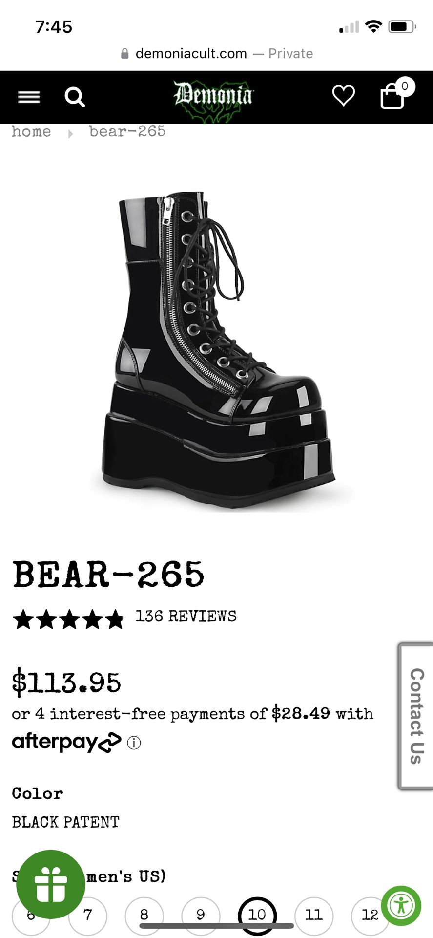 Demonia Bear-265 Punk/Goth Platform Boots for Sale in Everett, WA