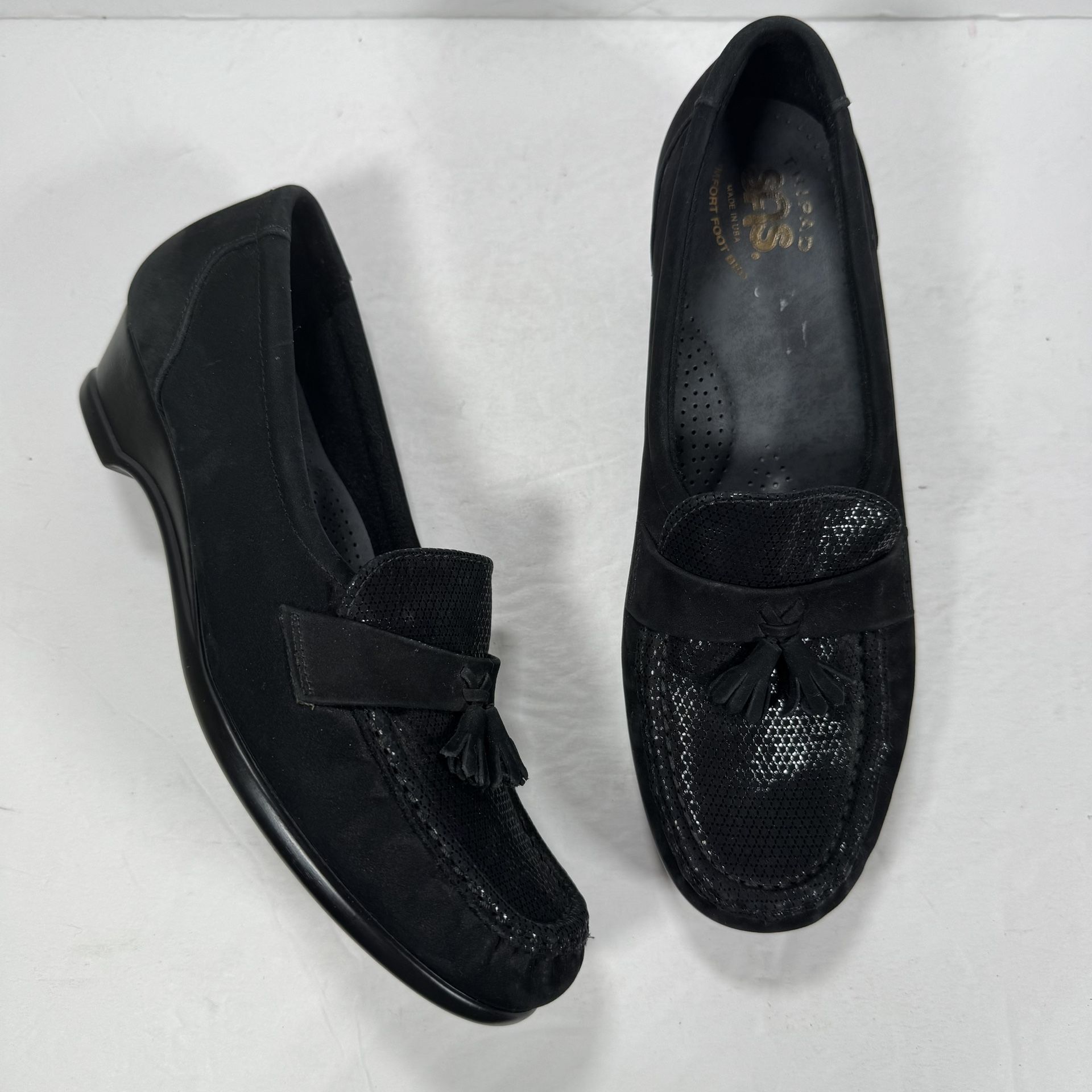 SAS Tripad Technology Taylor Black Suede Comfort Loafers Women Size 7.5M