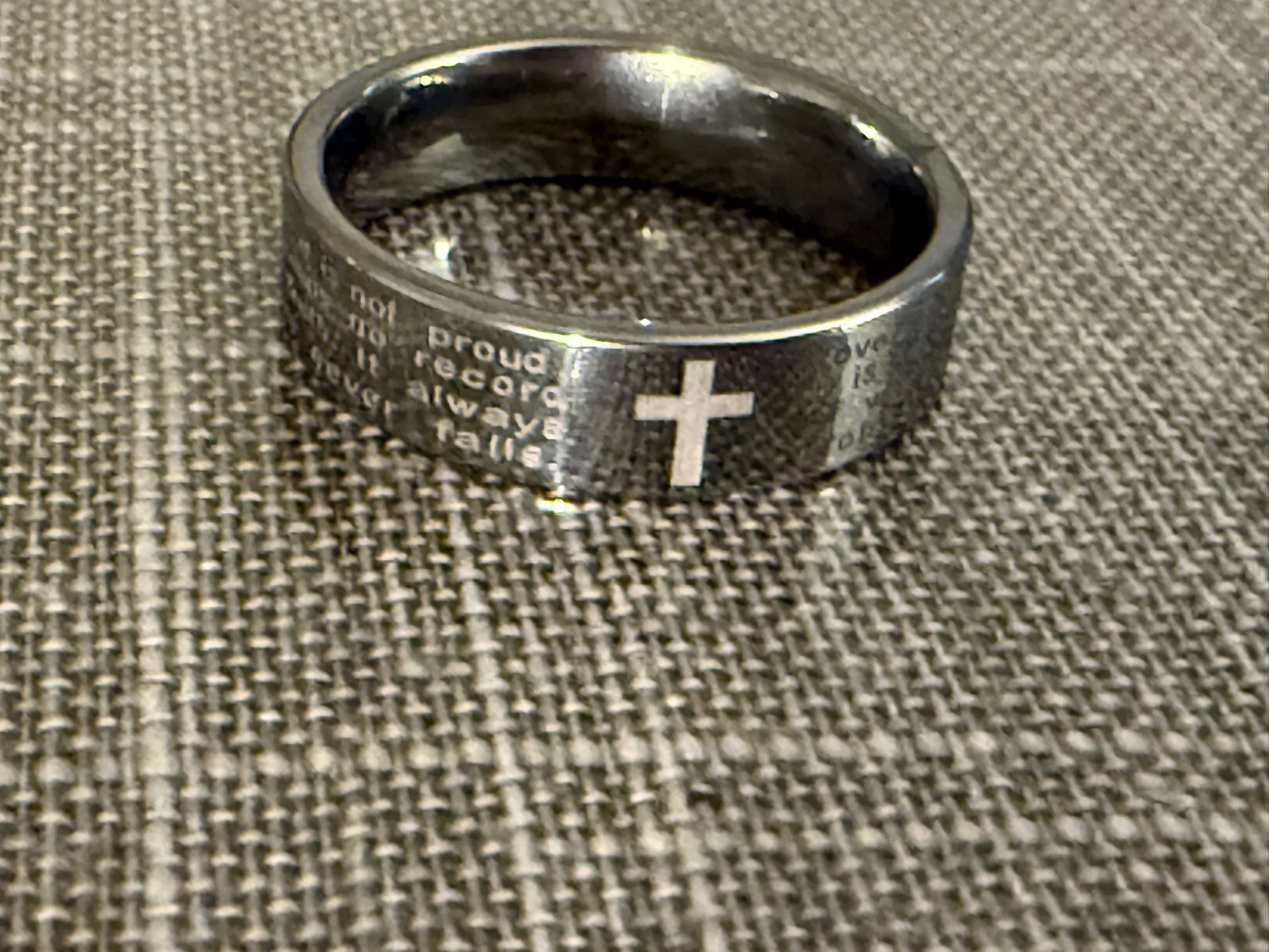 Men Women 6mm Tungsten Carbide White Ring Engraved English Bible Verses About Lo