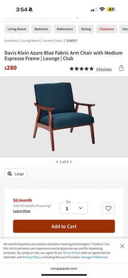 Mid Century Modern Arm Chair Blue 