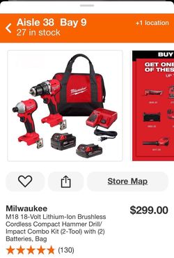 Milwaukee Combo Kit with Batteries $250 New In The Box