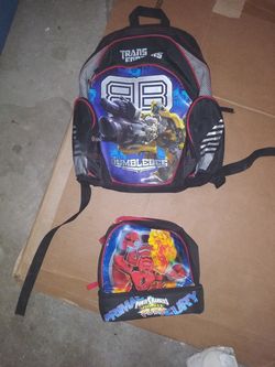 Transformer backpack and power ranger lunchbox