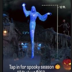 Halloween Scary decoration 12 ft. Giant-Sized Towering Ghost skeleton Bright LED