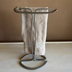 Silver Double Hand Towel Rack Stand