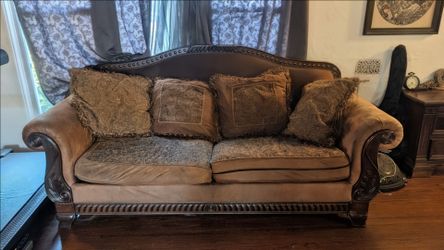 Ashley Furniture Bradington - Truffle Collection Classic Ornate Brown Sofa