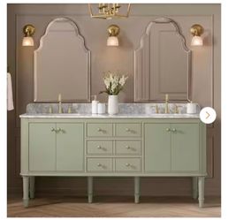 Collette 72 in. Double Sink Freestanding Bathroom Vanity in Moss Green with White Carrara Marble Top (Assembled)