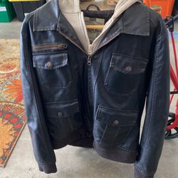 Leather Jacket With Insert Hoodie