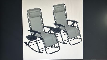 SET OF 2 Outsunny Grey Foldable Outdoor Zero Gravity Lounge Chairs NEW