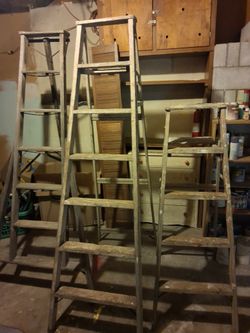 Vintage Wooden Stepladders - Heavy Duty / Decor