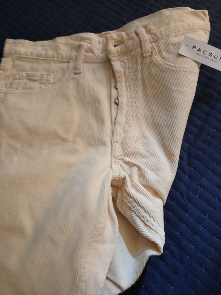 PACSUN Corduroy Pants Women Size small Cream Straight Leg