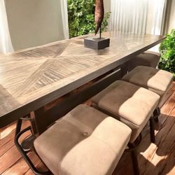 Sequoia Bar-Height Dining Set – Table + 4 Stools + Bench (Espresso Finish)