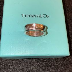 Tiffany &Co. 1837 Wide Ring In Sterling Silver Concave Band Size 8
