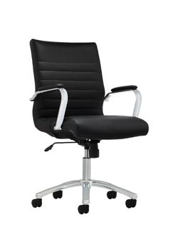 Warehouse Sale: LANDSUN Black Ribbed Mid-Back Office Chair