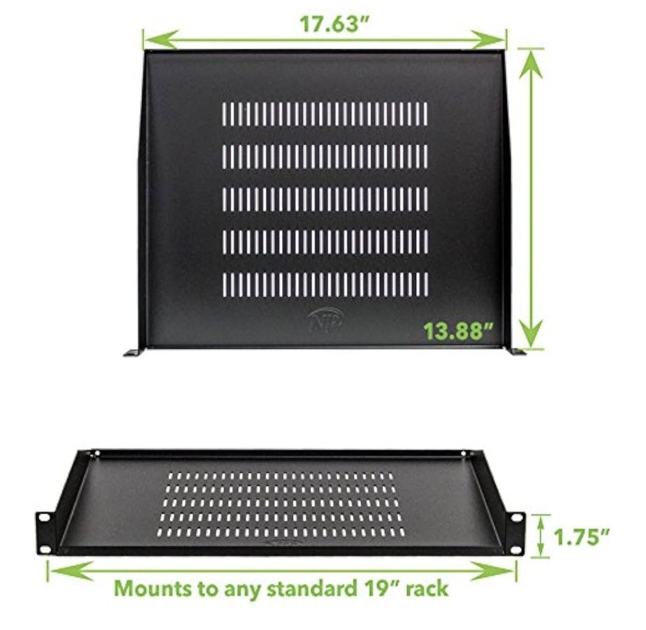 NavePoint Cantilever Server Shelf Vented Shelves Rack Mount 19 Inch 1U Black 14 Inches (350mm) deep