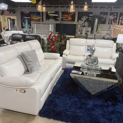 Beautiful White Reclining Sofa And Love Also Available Black 35% Off!!!!!!